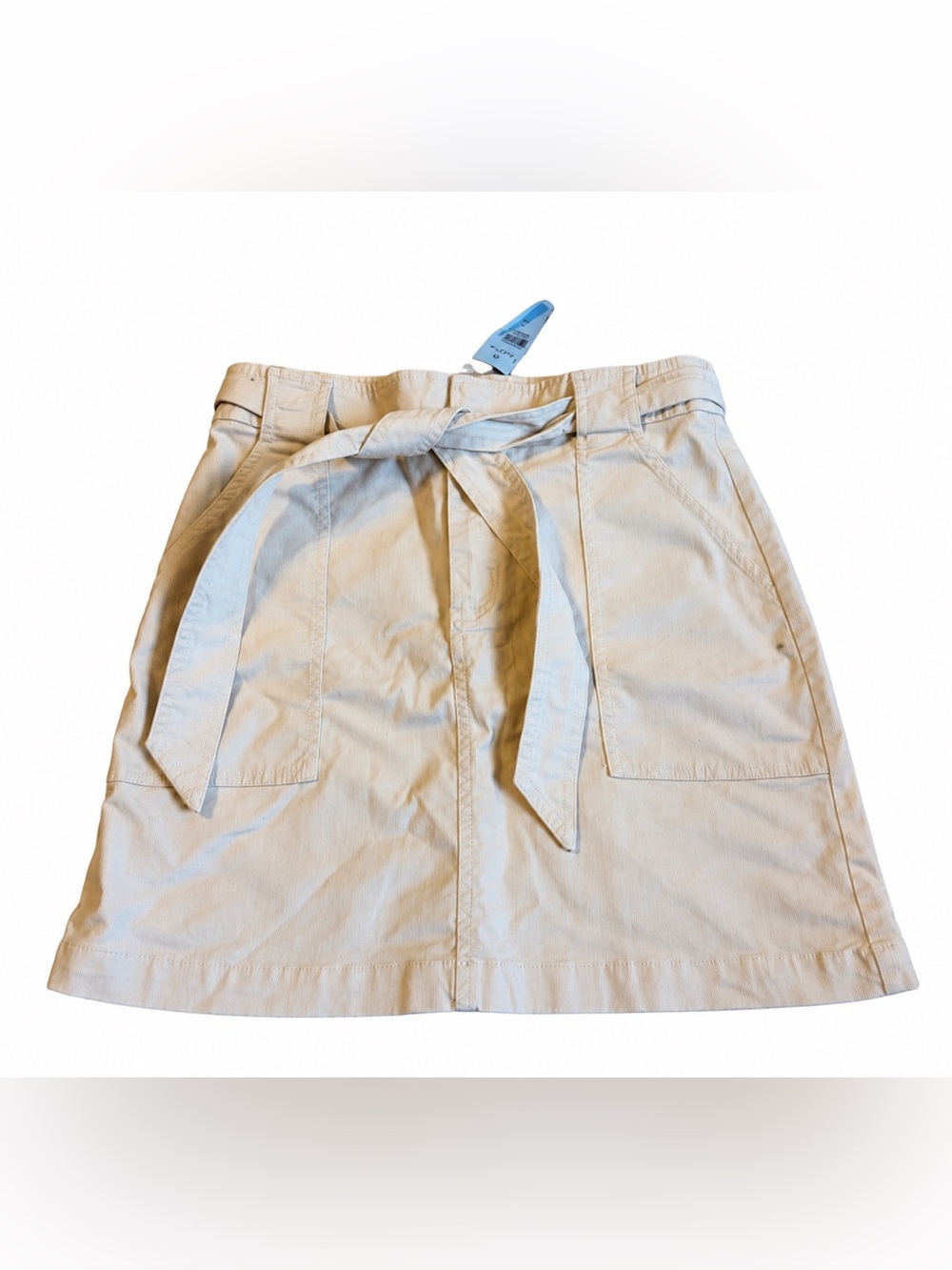 LOFT Cream corduroy Tie-Waist A-Line Skirt
